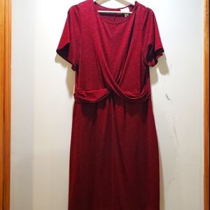 Ruby red ruched knit dress
